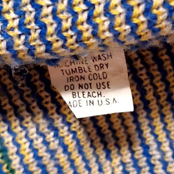 Vintage Marc Michel New York Sweater Men Blue Geometric Knit Pullover - Picture 8 of 12